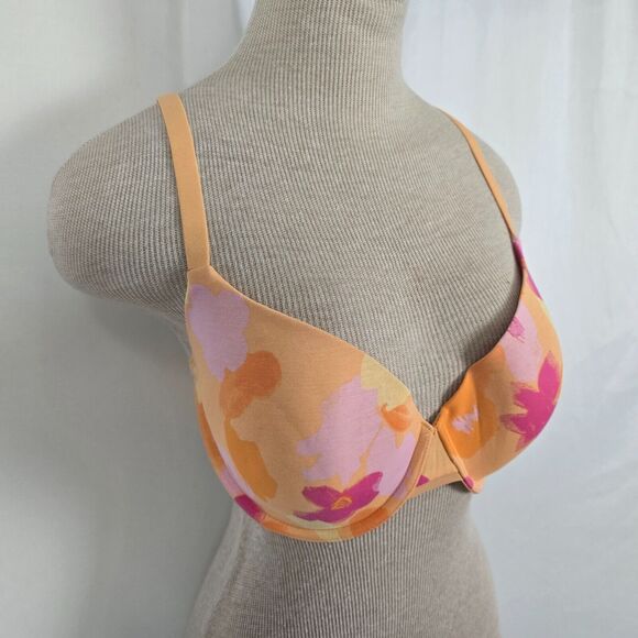 Auden Bra Women's 34DD Pink Orange Floral The Everyday Demi Coverage NWT - Picture 15 of 16